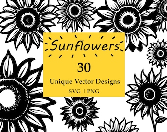 30 Sunflower SVGs | Vector Files | Cricut, Silhouette