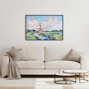 Majesty- Marsh Landscape Canvas Giclée Print, Colorful Cloud and Coastal Wall Art, Abstract Nature Painting, Rolled Canvas Print for Home D