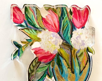 Acrylic Floral Art: 5x7 Bouquet Acrylic Standup Teacher Gift