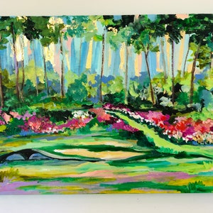 Annie Howell Azaleas on Augusta 2 Embellished Art Print- Masters- inspired art