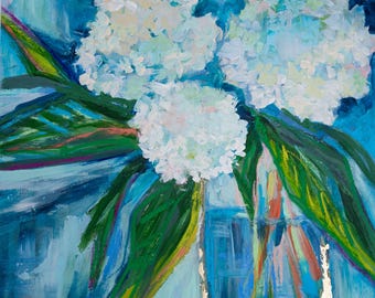 Everyone’s Favorite Hydrangea Art Print: Embellished Floral Canvas Reproduction
