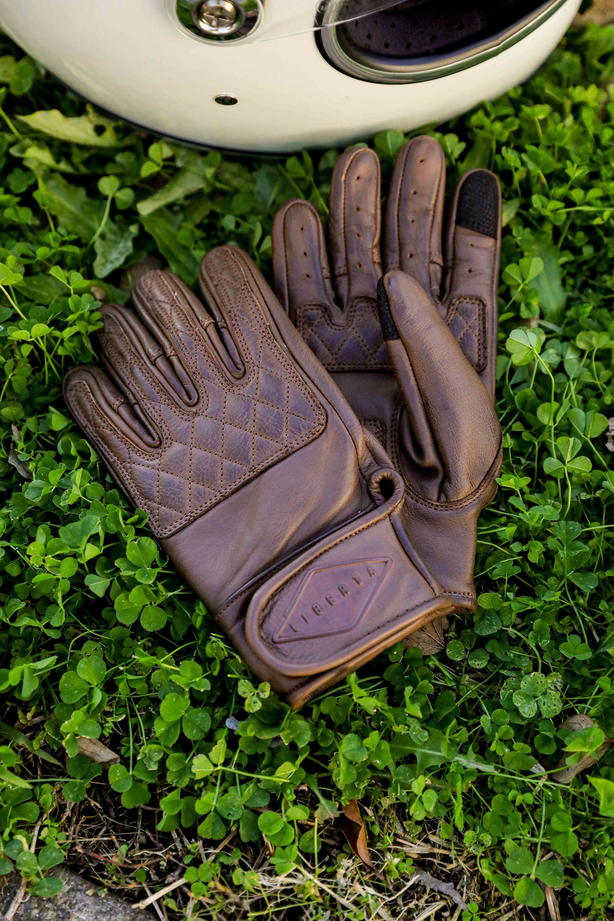 Brown Women's Leather Motorcycle Gloves, Cowhide Leather
