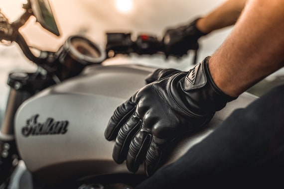 Guantes Moto Hombre Piel Negro, Guante Biker Piel Vaca -  España