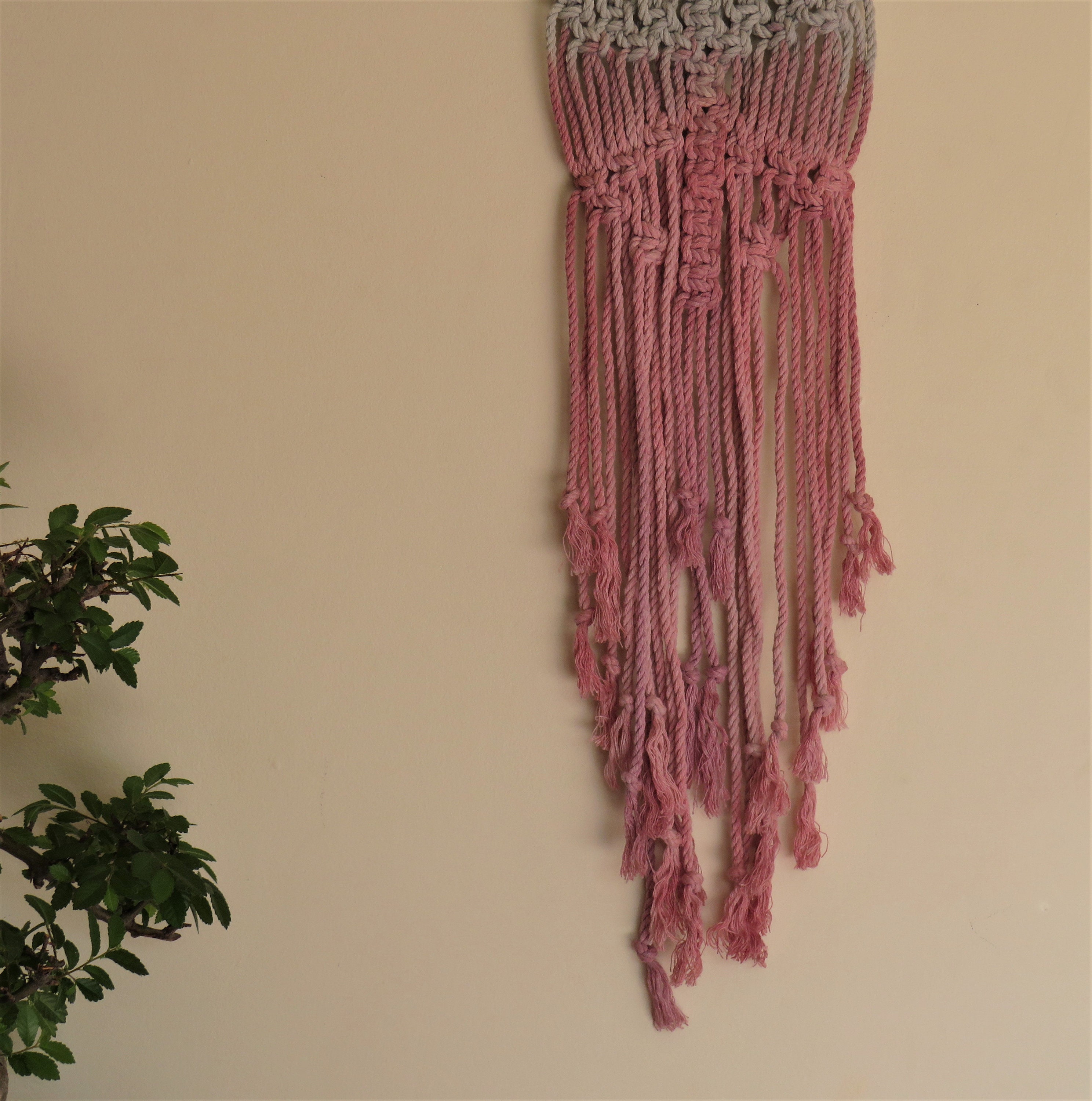 Tricoloured macrame wall hanging Etsy