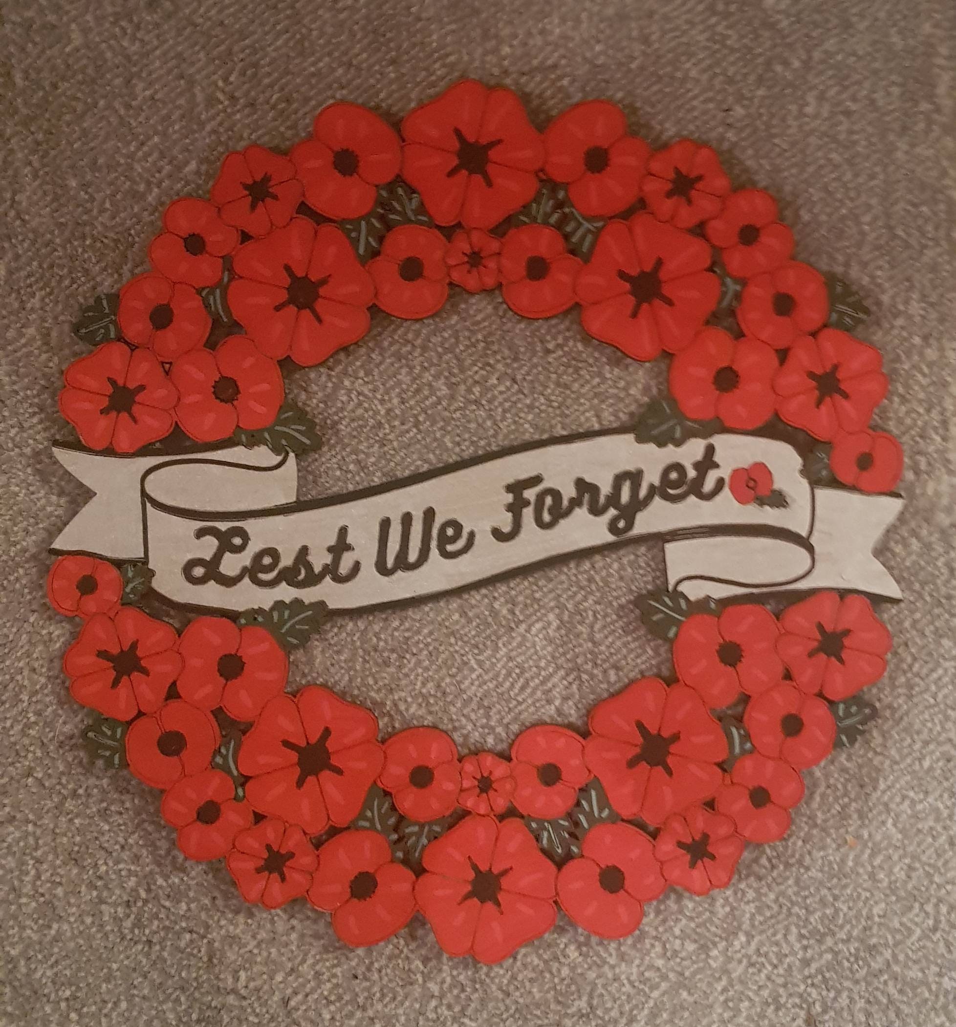 Remembrance Poppy Wreath Handmade Handpainted Wooden Lest We Etsy