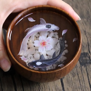 3D Resin Painting Yin Yang aquarium, Resin Painting  kois, cherry blossoms aquarium, 3D resin painting, yin yang fish, yin yang painting