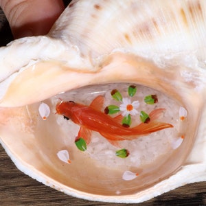 Resin painting koi and conch, 3D resin painting goldfish in a nature Conch, Painting Art, Collection Art, Art Decoration, painting gift