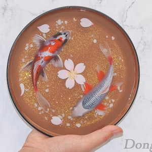 8'' 3D epoxy resin painting koi, A pair of Koi Carp, koi art, Painting Art, Collection Art, Art Decoration