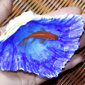 Blue sky painting Resin painting koi, 3D resin painting koi in a nature shell, Painting Art, Collection Art, Art Decoration, gift for her