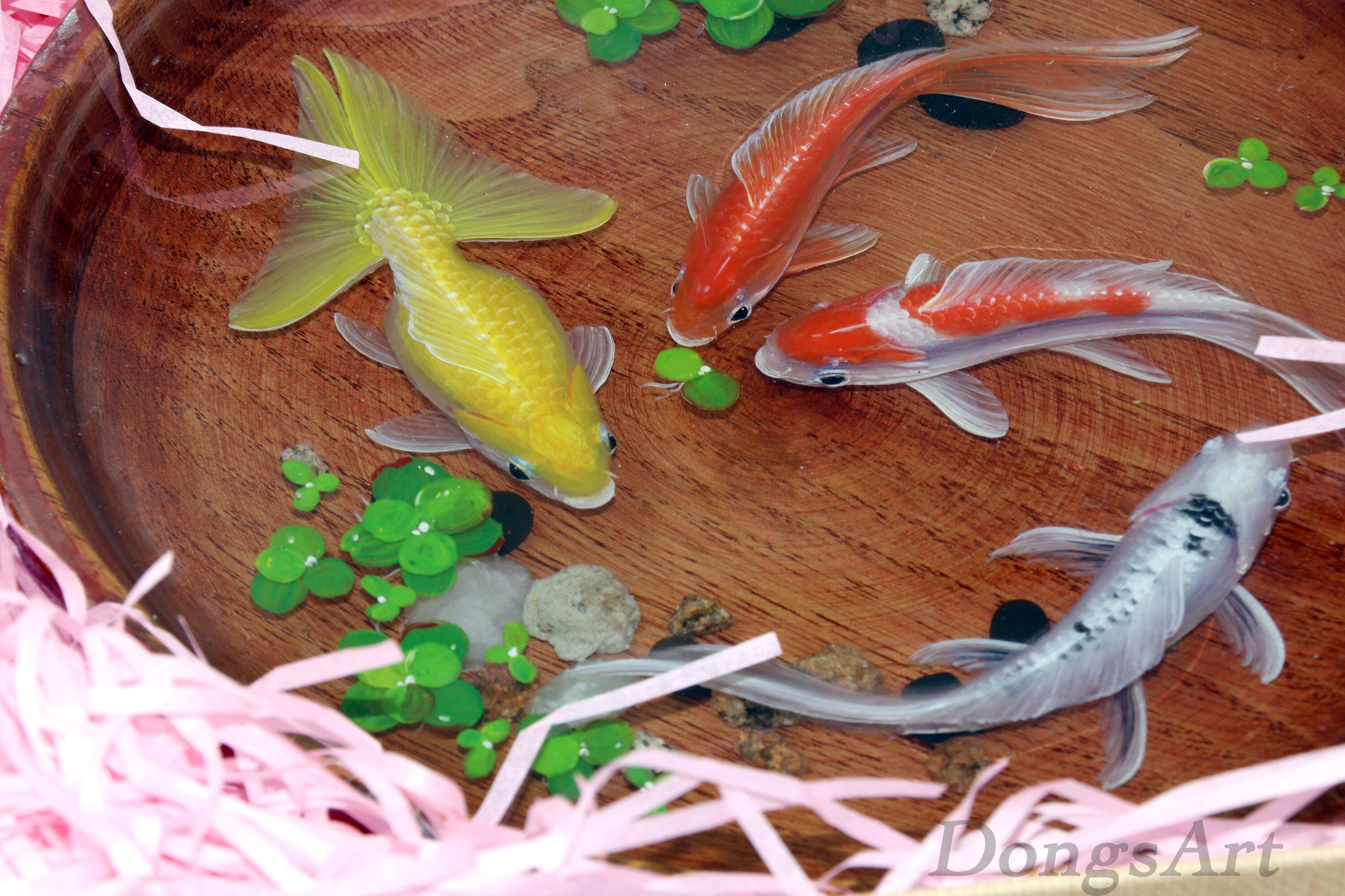 鯉の3D金魚の装飾魚の絵3D樹脂絵画金魚皿、鯉のペア、絵画アート、コレクションアート、アート装飾 - Etsy 日本