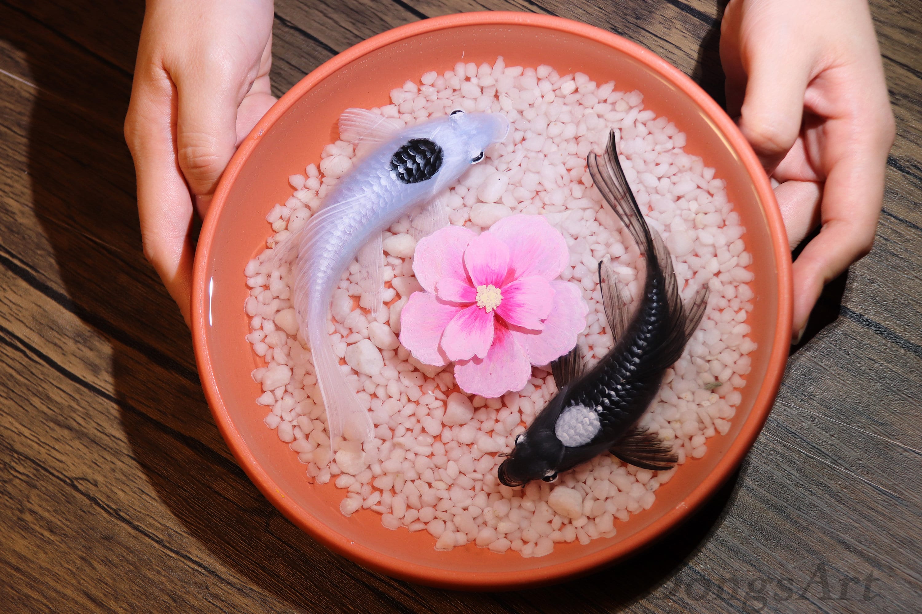 Yin Yang Fish 3D Painting, Expoy Resin Aquarium, 3D Expoy Resin