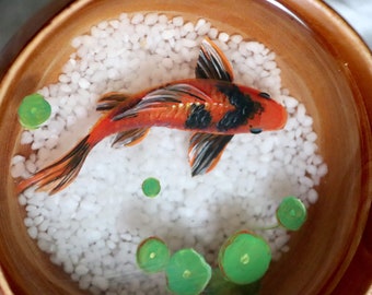 Unique Koi gift Resin Painting  koi in Wood Bowl, 3D resin painting, Painting Art, Collection Art, Art Decoration, painting gift
