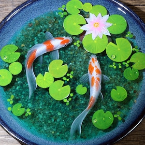 8&#39;&#39; 3D Resin Painting lotus Aquarium, 3D resin painting, goldfish Aquarium, epoxy resin crafts, Art Decoration, painting gift
