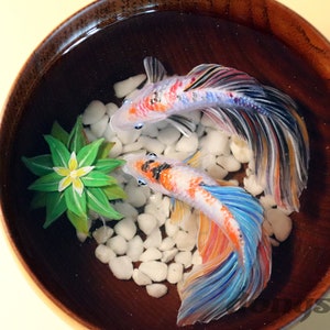 Resin Painting a pair of betta in Wooden Bowl, 3D resin painting, Painting Art, Collection Art, Art Decoration, painting gift, betta art