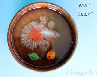 樹脂絵画 フィネオン金魚、3D樹脂絵画、絵画アート、コレクション