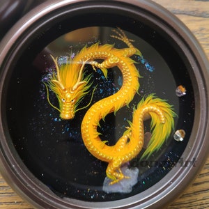 Resin painting Traditional Golden Dragon in Bowl, 3D resin painting, Painting Art, Collection Art, Art Decoration, painting gift