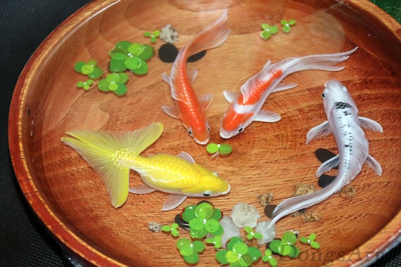 Koi fish 3D goldfish Decor fish pintura 3D resina pintura goldfish en un plato un par de carpas Koi pintura arte de coleccion decoracion de arte Etsy Mexico