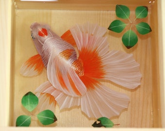 Resin Bonsai Painting Resin painting 3D goldfish, 3D resin painting, Painting Art, Collection Art, Art Decoration, painting gift , wood box