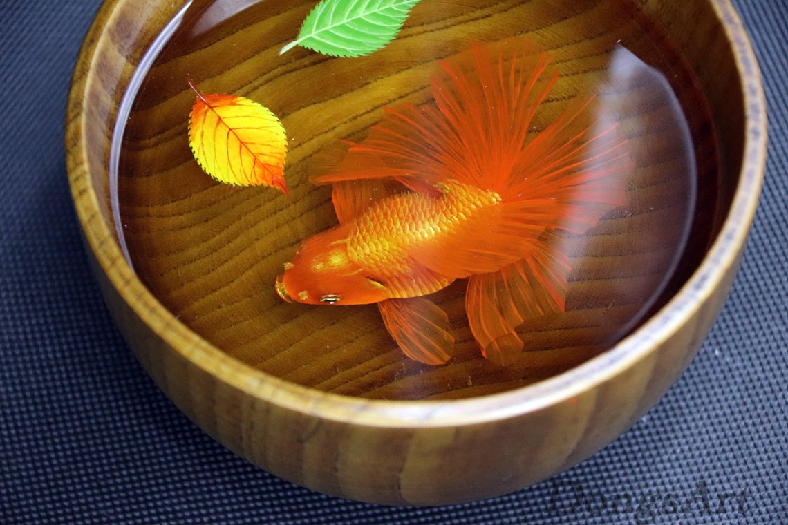 Resin craft Orange goldfish painting goldfish painting 3D Etsy