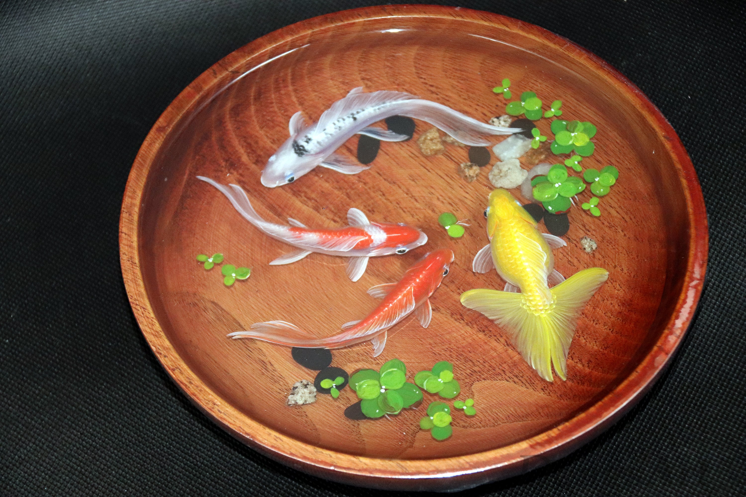 鯉の3D金魚の装飾魚の絵3D樹脂絵画金魚皿、鯉のペア、絵画アート