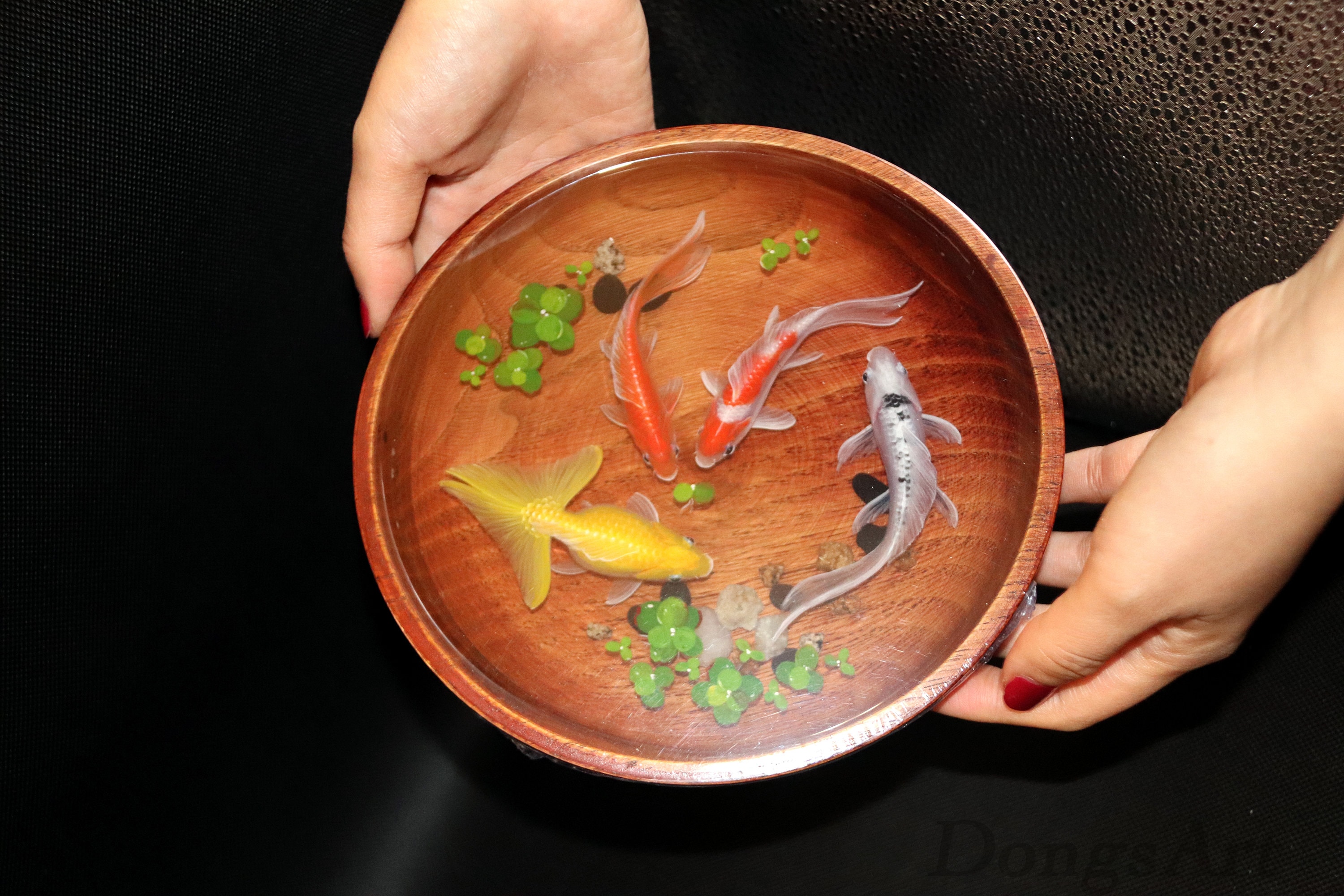 鯉の3D金魚の装飾魚の絵3D樹脂絵画金魚皿、鯉のペア、絵画アート