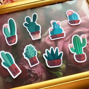 8 Kakteen, Pflanzen (Vinyl Sticker im Set)