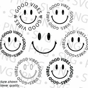 Smiley / SVG / PNG / Good Vibes / Emoji / Knipbestand / Inspirerende clipart / Woord "Smile" / digitaal bestand voor bijvoorbeeld Plotter / doe-het-zelf