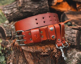 thumbnail image 2 of Handmade American Brown Leather Belt – 2 Prong, Full Grain Holster Style, Men's Vintage Work Belt (Size 37-38) 2 of 4