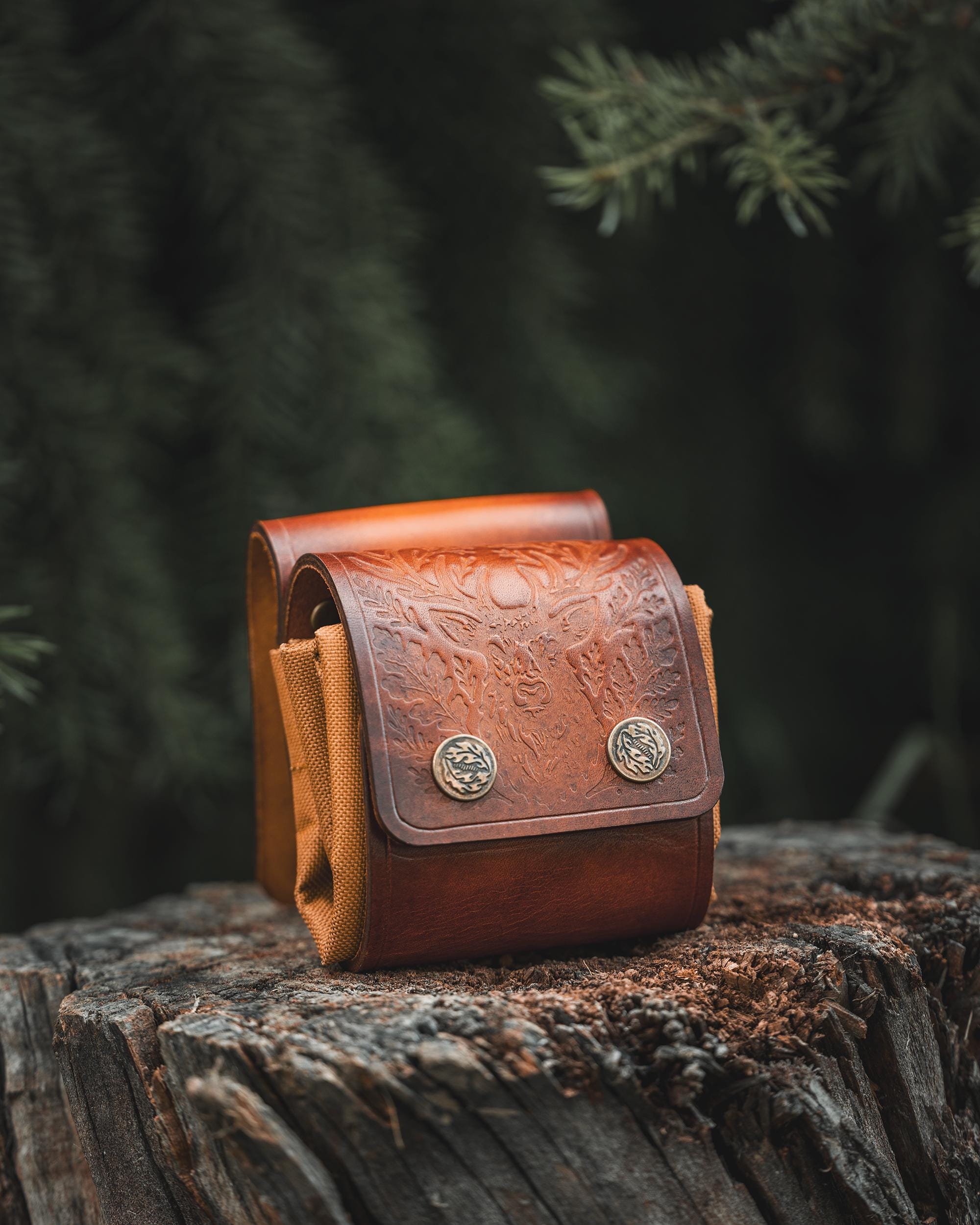Pochette de ceinture en cuir faite main pour le bushcraft – Sac EDC d'extérieur durable - France