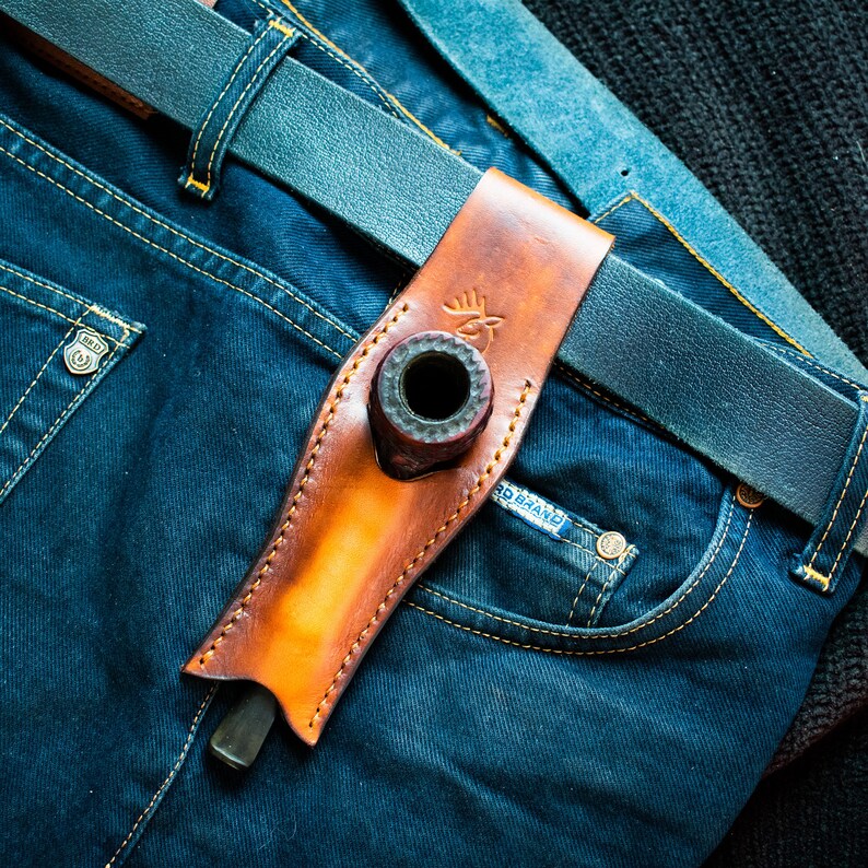 Leather Smoking Pipe Holster Personalized Belt pipe holder Etsy