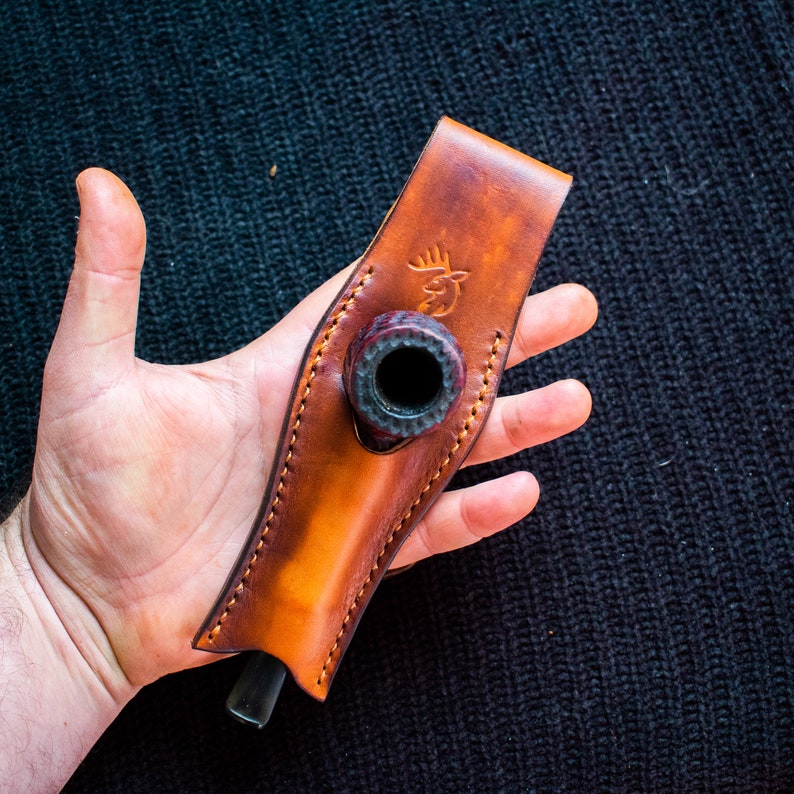 Leather Smoking Pipe Holster Personalized Belt pipe holder Etsy