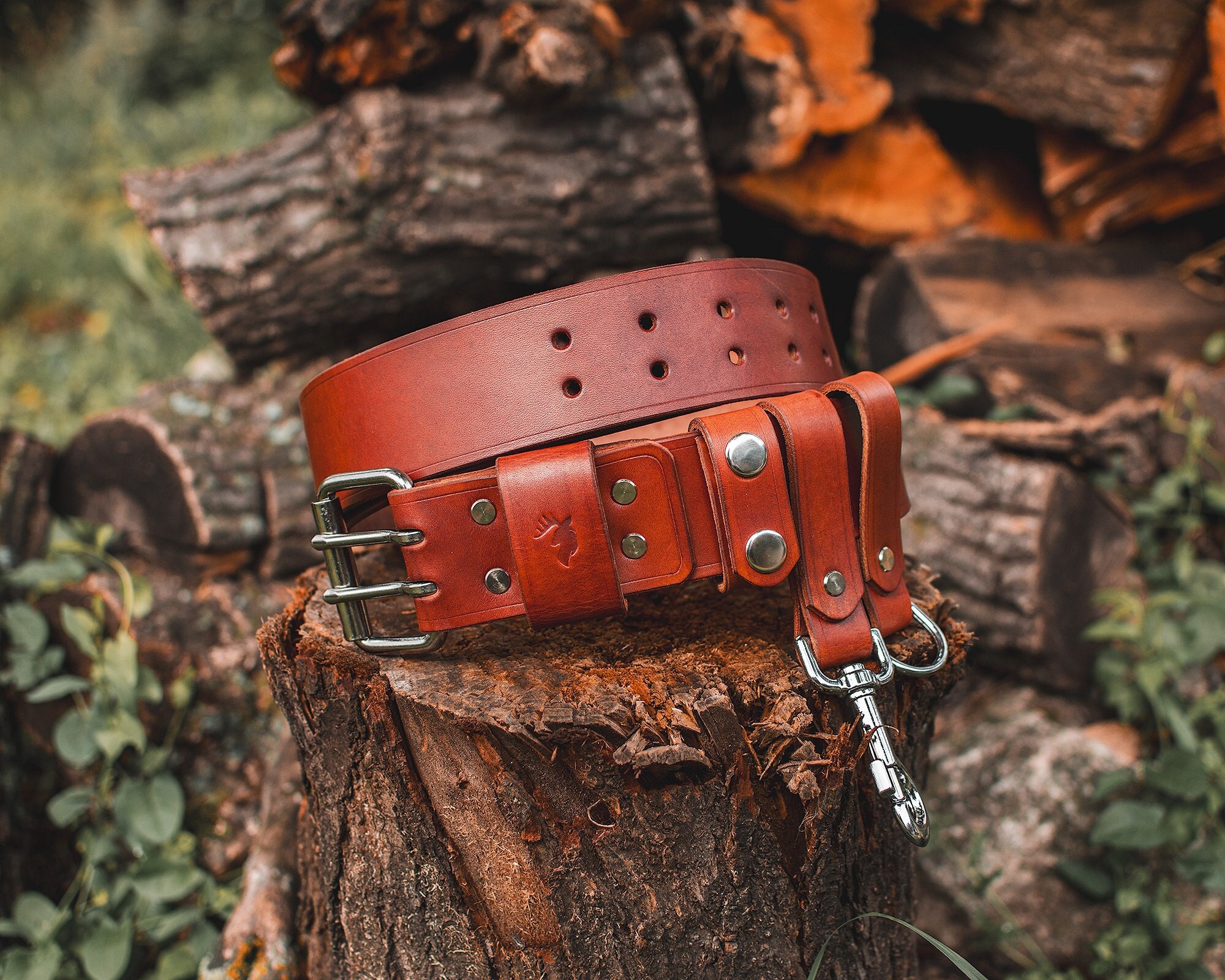 Double prong leather belt | Gürtel