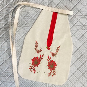 Regency Ties-On Pocket - Embroidered Cotton Historical Accessory - 18th Century Jane Austen - Reenactment Costume Bag