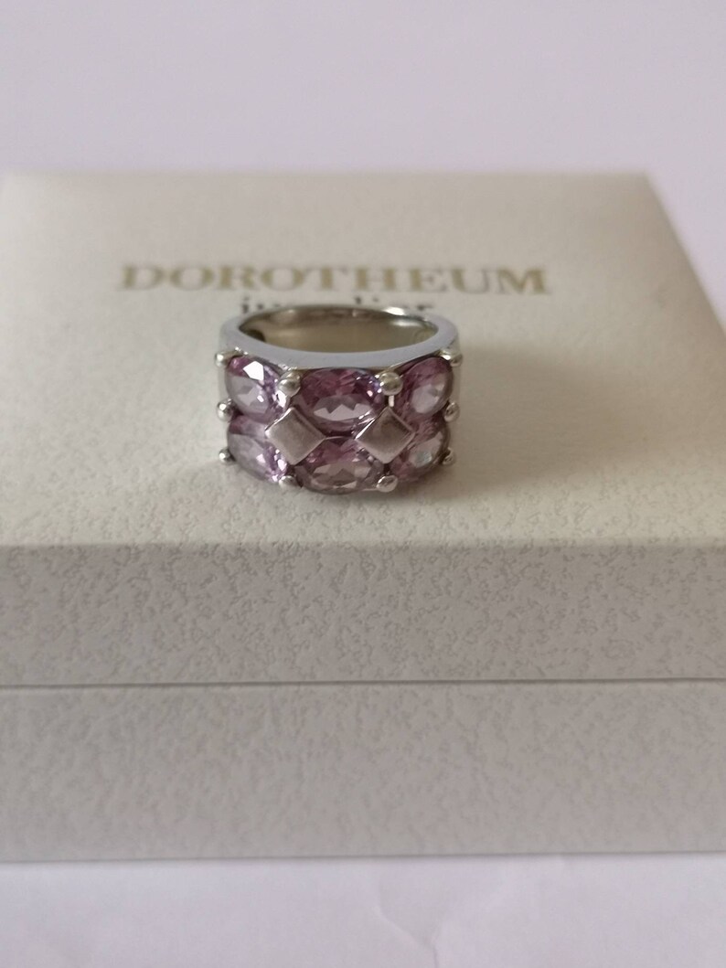 Silver Ring Faceted Amethyst Multistone