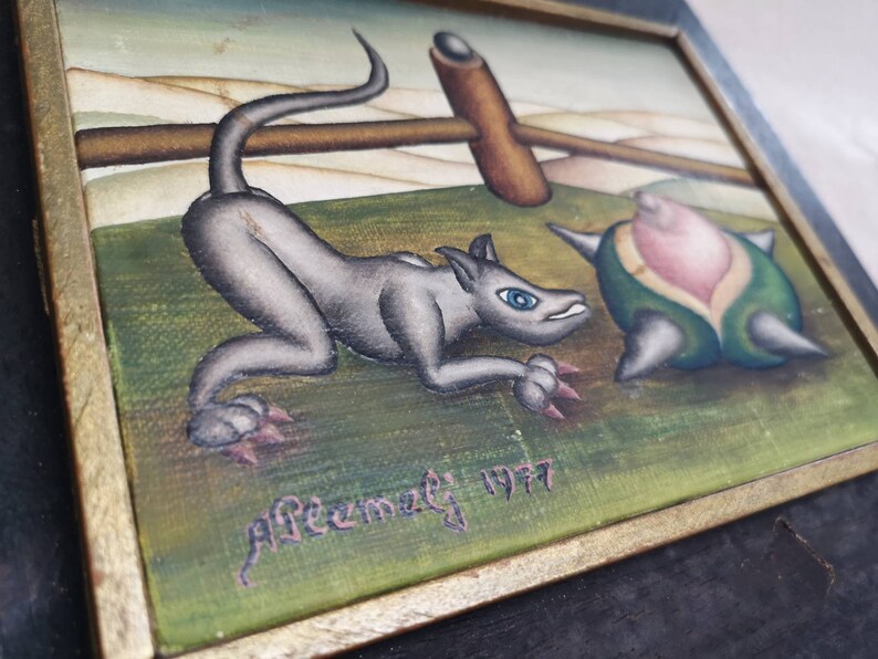 Zeitgenössische Malerei Wolf / Hund oder ein FantasyBiest mit Etsy