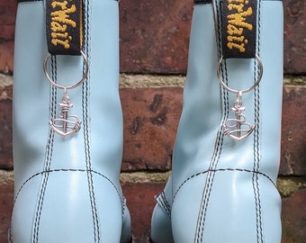 Encantos de botas de ancla de metal plateado / Encanto de bolsa de ancla y cuerda / Joyería alternativa / Joyería