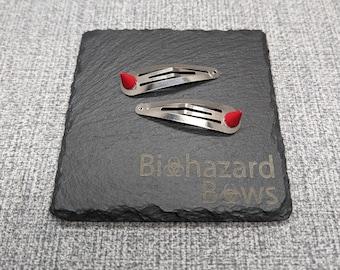 Pinzas para el pelo con púas metálicas rojas: accesorios para el pelo con púas, atrevidos, punks y emo (juego de 2)