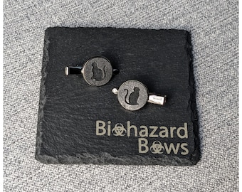 Pinzas para el pelo de gato negro: accesorios de madera con efecto peltre (juego de 2)