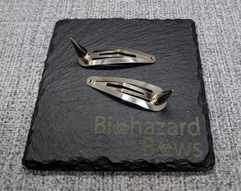 Pinzas para el pelo con pinchos plateados: accesorios para el pelo con cuernos de metal (juego de 2)