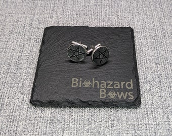 Gemelos de plata con pentagrama: accesorios para ocasiones especiales, bodas y ceremonias de matrimonio.