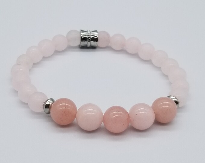 Pink Rose Quart and Jasper Bracelet