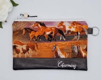 Cowboy Horse in Field Zipper Pouch