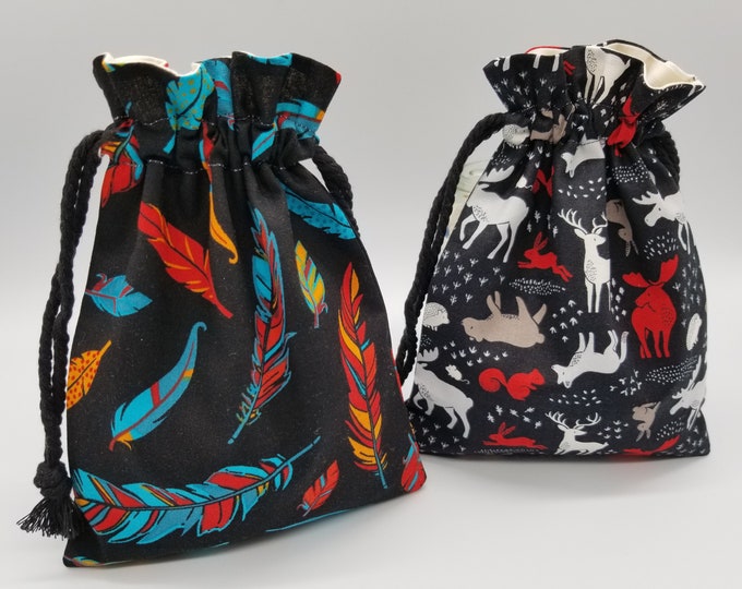 Indian and Animal Drawstring Bag