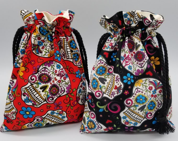 Decorated Skull Drawstring Bag