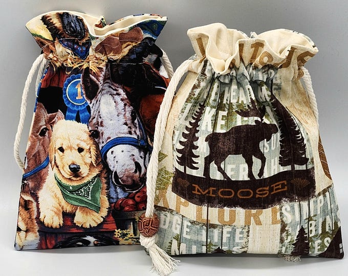 Farm Animals Drawstring Fabric Bag