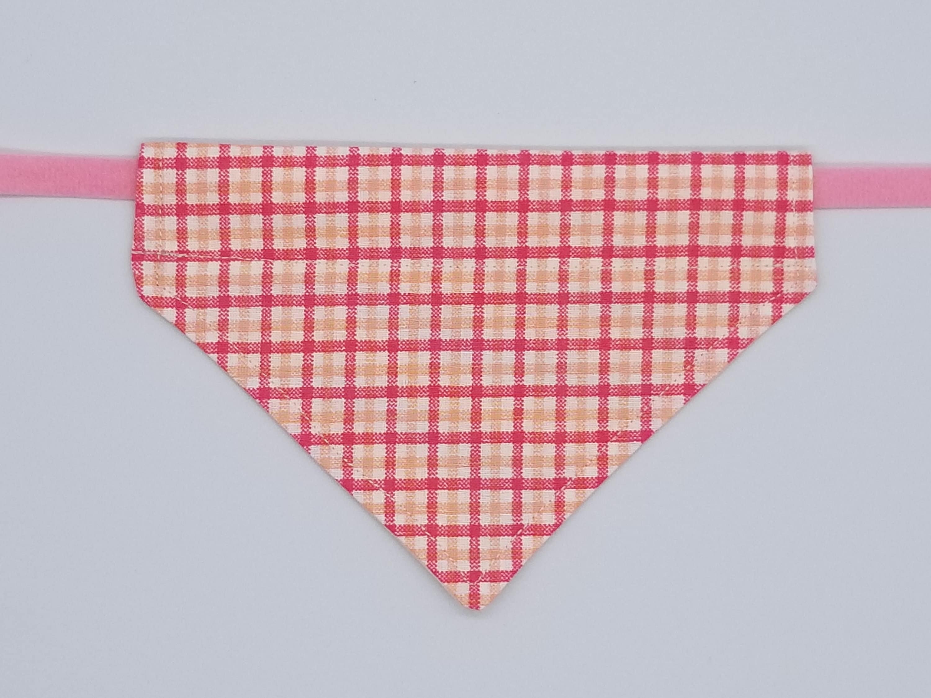 Personalized Dog Bandana With Name Pink Plaid Over the Etsy