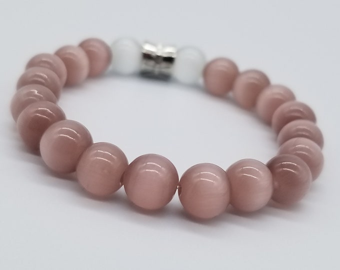 Lilac and White Cat's Eye Bracelet