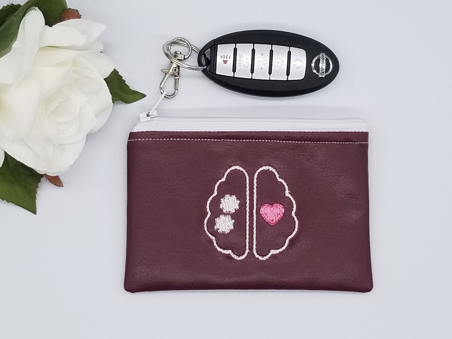 Custom Embroidery Keychain set Mini Bag Keychain Set Leather Etsy