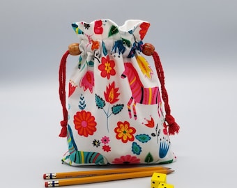 Reusable Fabric Gift Bag with Drawstring, Horse