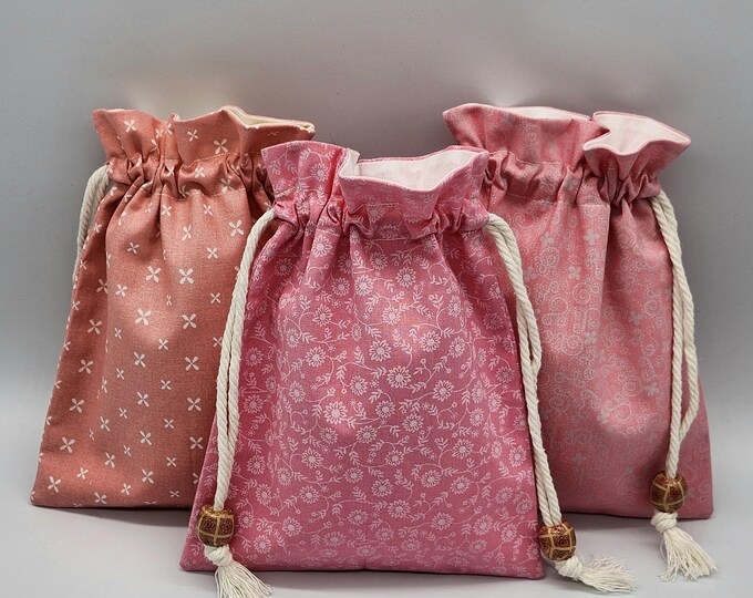 Sweet Pink Drawstring Fabric Bag